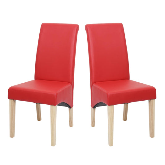 Cosmo Casa - Set van 2 Eetkamerstoelen - Lichte poten - Kunstleer - Rood