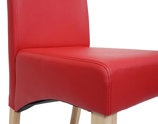 Cosmo Casa - Set van 2 Eetkamerstoelen - Lichte poten - Kunstleer - Rood