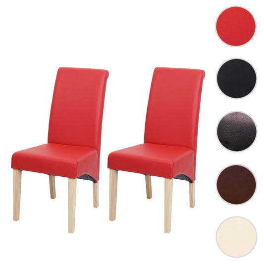 Cosmo Casa - Set van 2 Eetkamerstoelen - Lichte poten - Kunstleer - Rood
