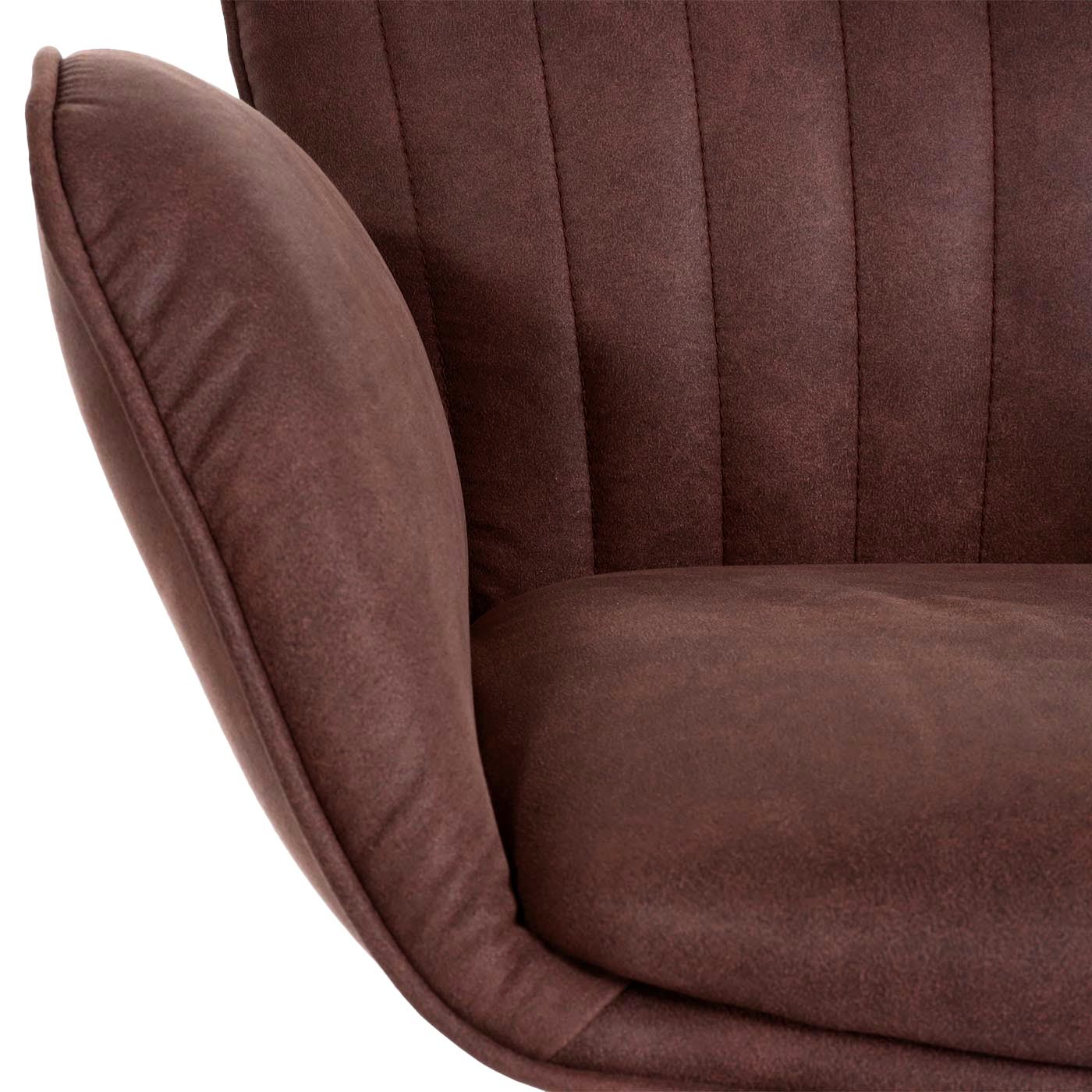 Cosmo Casa - Set van 2 Barkrukken - Draaibaar met Armleuning en Voetsteun - Textiel IJzer FSC - Zwart met Donkerbruine Voet