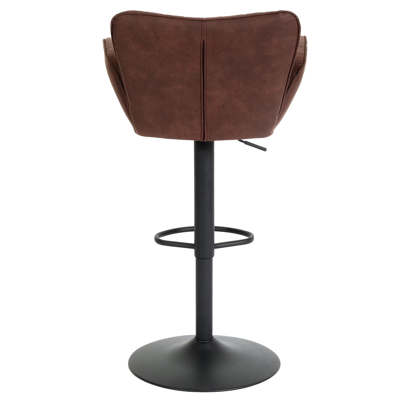 Cosmo Casa - Set van 2 Barkrukken - Draaibaar met Armleuning en Voetsteun - Textiel IJzer FSC - Zwart met Donkerbruine Voet