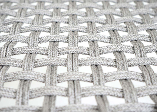 Cosmo Casa - Set van 2 Buitenfauteuils - Weerbestendig Touwgaas - Acaciahout - Lichtgrijze Kussens - Lichtgrijs Frame