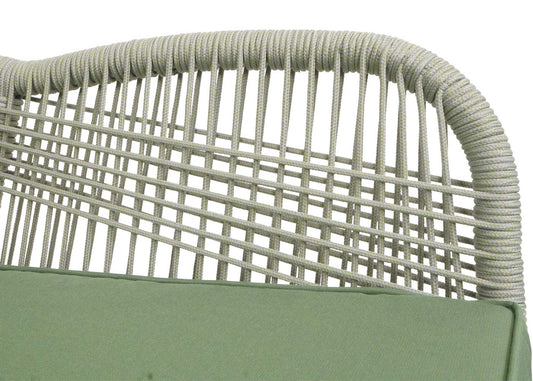 Cosmo Casa - Set van 2 Buitenfauteuils - Weerbestendig Touwgaas - Acaciahout - Groene Kussens - Groen Frame