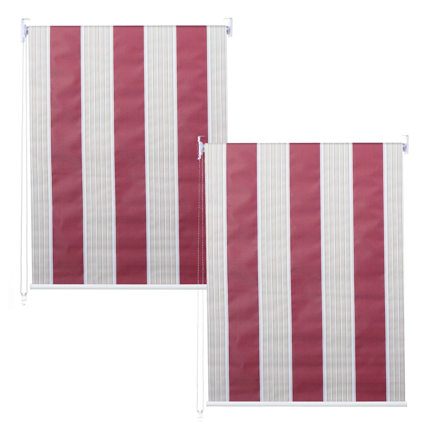 Cosmo Casa - Set van 2 Rolgordijnen - Ondoorzichtig - Textiel - Roodwitbeige - 120×230 cm