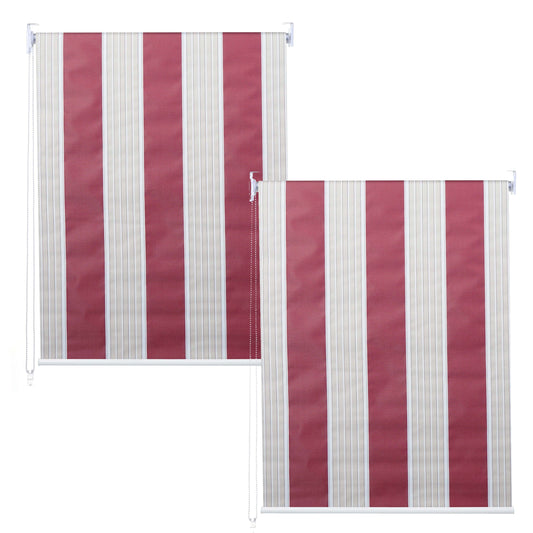 Cosmo Casa - Set van 2 Rolgordijnen - Ondoorzichtig - Textiel - Roodwitbeige - 120×230 cm