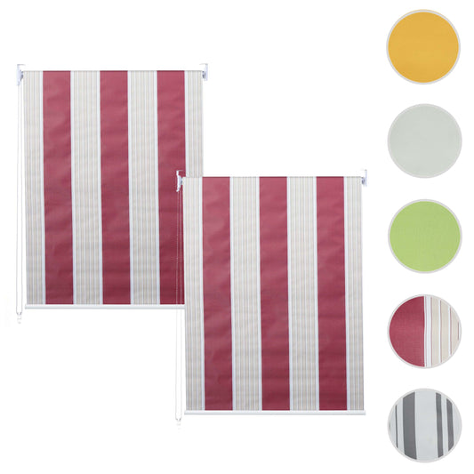 Cosmo Casa - Set van 2 Rolgordijnen - Ondoorzichtig - Textiel - Roodwitbeige - 120×230 cm