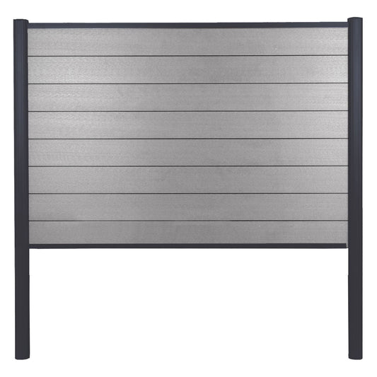 Cosmo Casa - WPC Privacyscherm Sarthe - Hekwerk Windscherm & Basiselement - Aluminium Palen om in Beton te Plaatsen - Grijs - 1,90 m