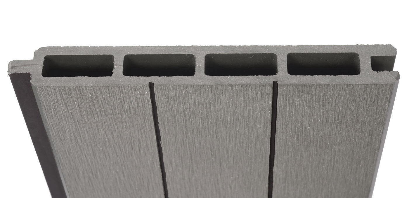 Cosmo Casa - WPC Privacyscherm Sarthe - Hekwerk Windscherm & Basiselement - Aluminium Palen om in Beton te Plaatsen - Grijs - 1,90 m