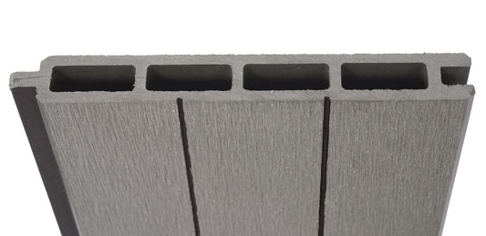 Cosmo Casa - WPC Privacyscherm Sarthe - Hekwerk Windscherm & Basiselement - Aluminium Palen om in Beton te Plaatsen - Grijs - 1,90 m