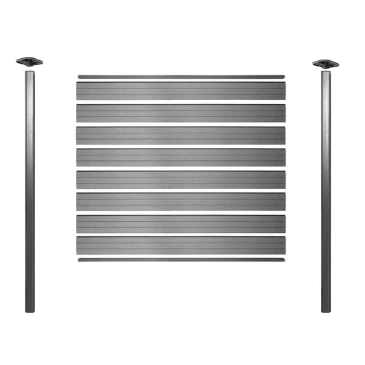 Cosmo Casa - WPC Privacyscherm Sarthe - Hekwerk Windscherm & Basiselement - Aluminium Palen om in Beton te Plaatsen - Grijs - 1,90 m