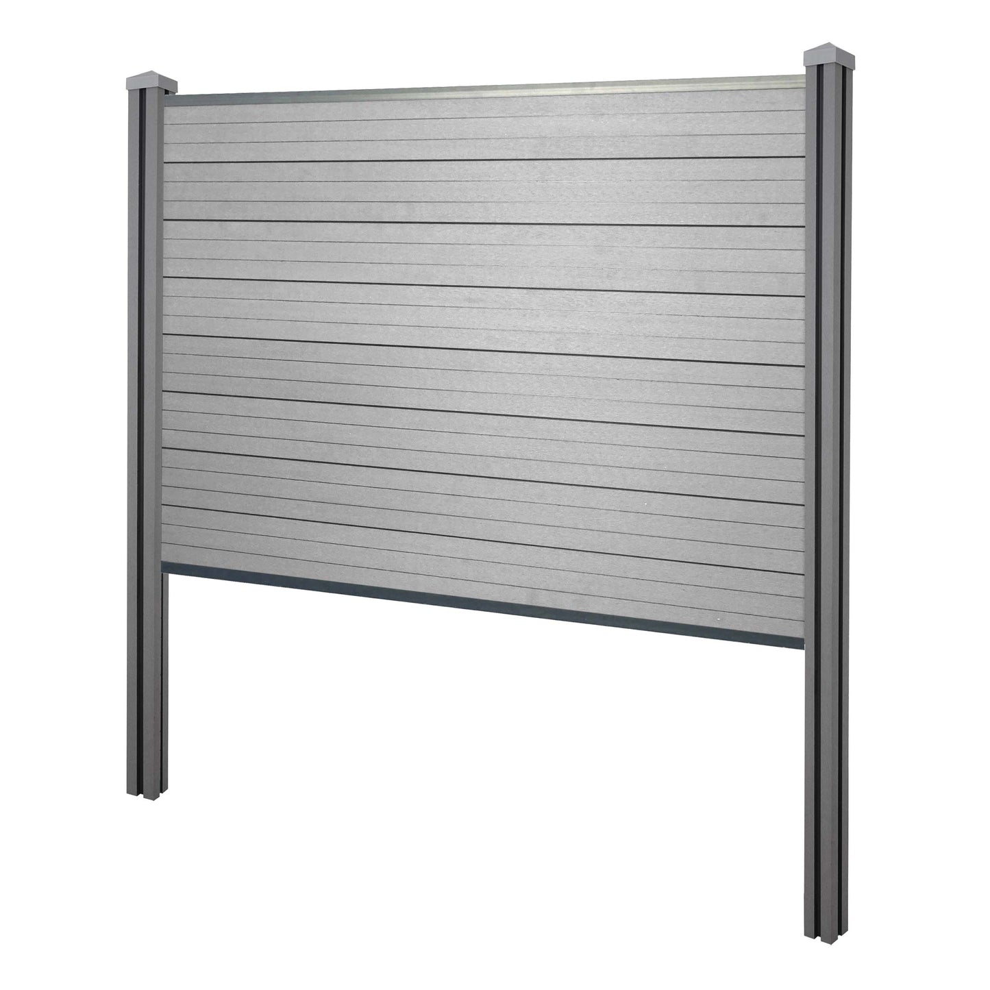 Cosmo Casa - Privacyscherm Sarthe - Windscherm met paal voor inbeton - WPC - Grijs - Basiselement 195 cm