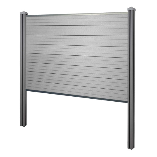 Cosmo Casa - Privacyscherm Sarthe - Windscherm met paal voor inbeton - WPC - Grijs - Basiselement 195 cm