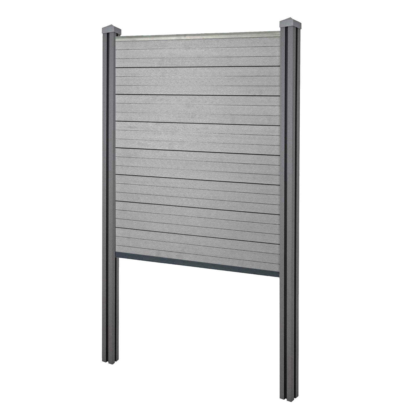 Cosmo Casa - Privacyscherm Sarthe - Windscherm met paal voor inbeton - WPC - Grijs - Smal basiselement 105 cm