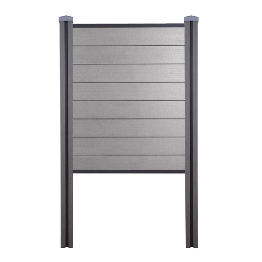 Cosmo Casa - Privacyscherm Sarthe - Windscherm met paal voor inbeton - WPC - Grijs - Smal basiselement 105 cm