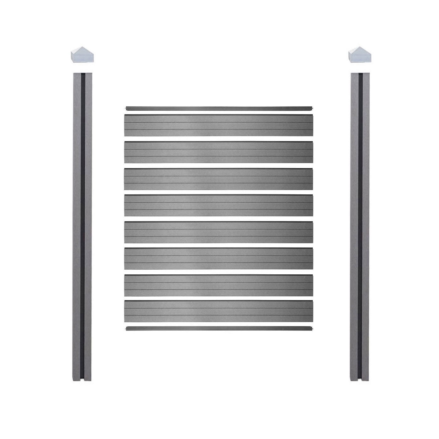 Cosmo Casa - Privacyscherm Sarthe - Windscherm met paal voor inbeton - WPC - Grijs - Smal basiselement 105 cm