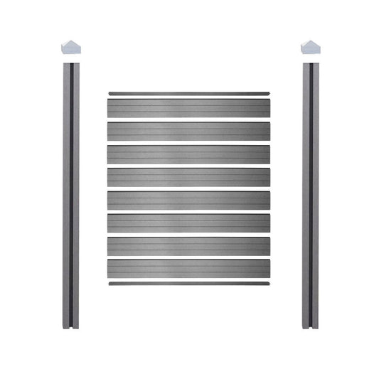 Cosmo Casa - Privacyscherm Sarthe - Windscherm met paal voor inbeton - WPC - Grijs - Smal basiselement 105 cm