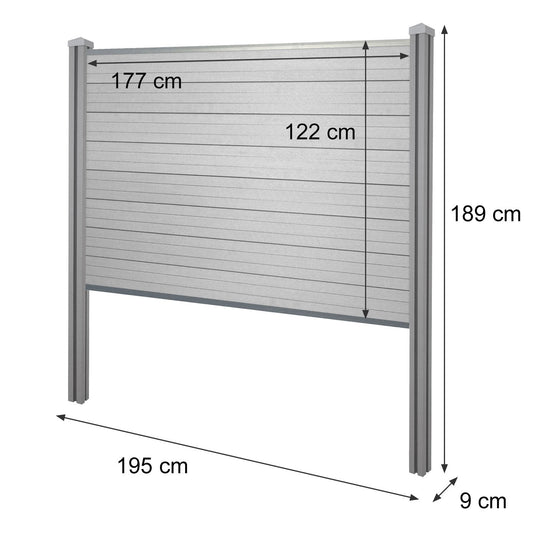 Cosmo Casa - Privacyscherm Sarthe - Windscherm met paal voor inbeton - WPC - Bruin - Basiselement 195 cm