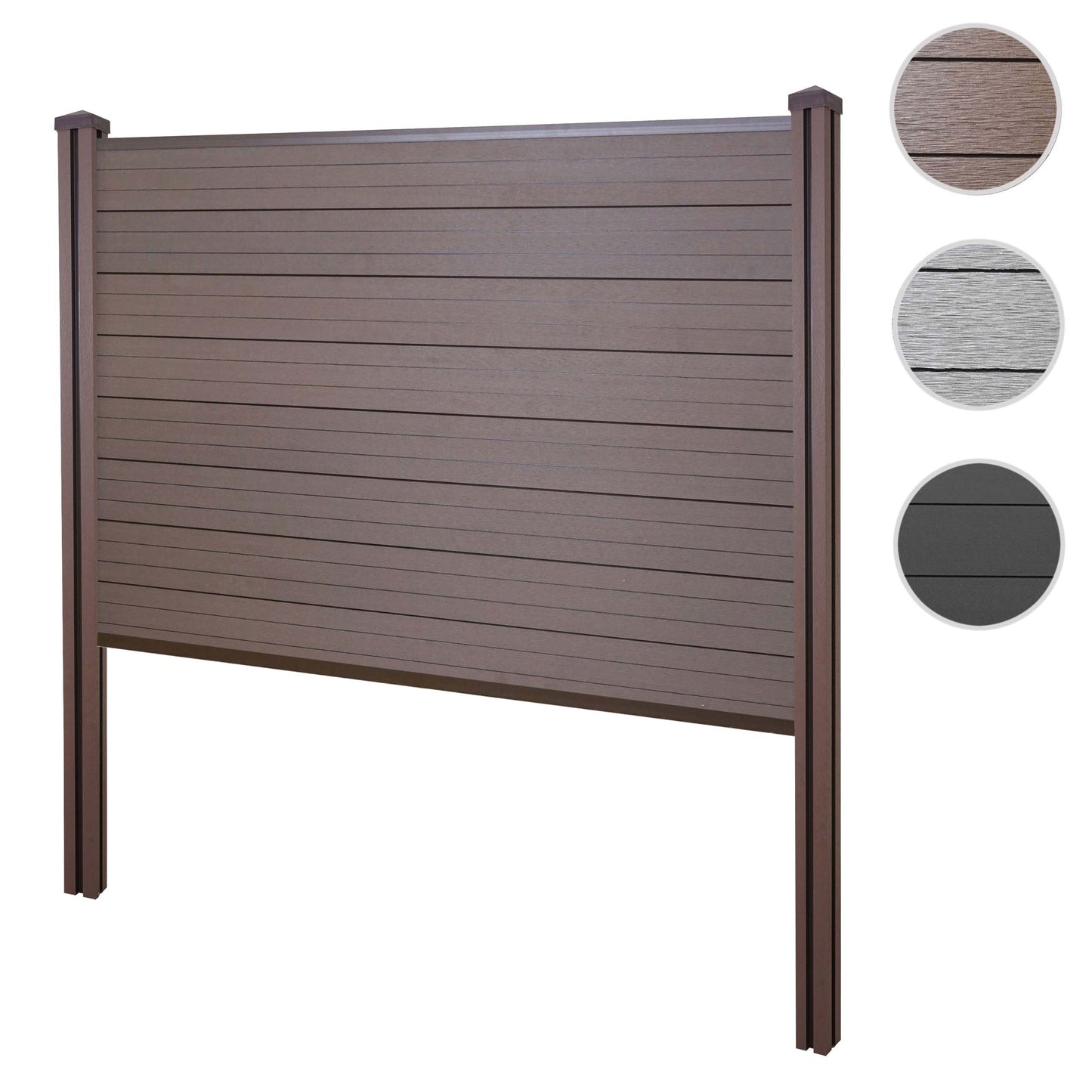 Cosmo Casa - Privacyscherm Sarthe - Windscherm met paal voor inbeton - WPC - Bruin - Basiselement 195 cm