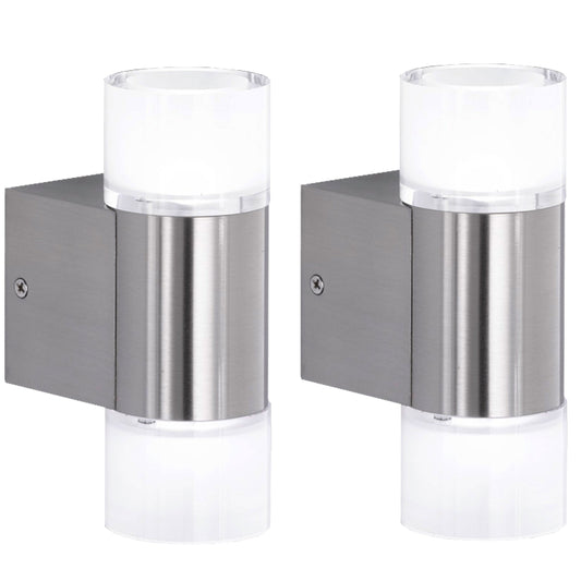 Cosmo Casa - Set van 2 Wandlampen - Met gloeilamp - Metaal - Chroom