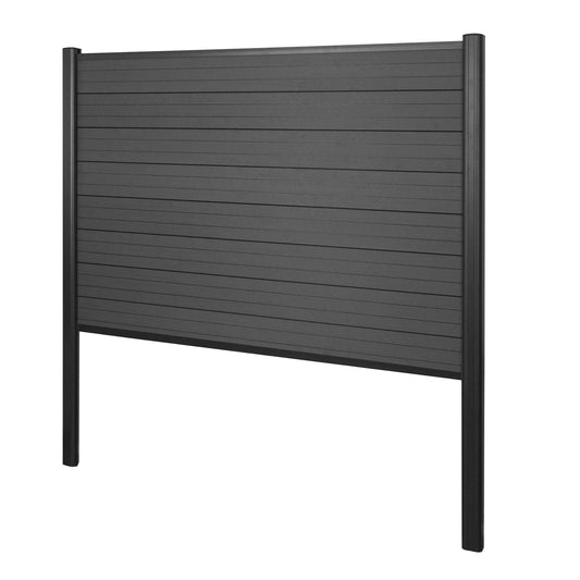 Cosmo Casa - WPC Privacyscherm Sarthe - Hekwerk Windscherm & Basiselement - Aluminium Palen om in Beton te Plaatsen - Antraciet - 1,90 m