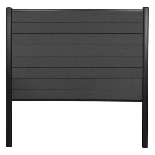 Cosmo Casa - WPC Privacyscherm Sarthe - Hekwerk Windscherm & Basiselement - Aluminium Palen om in Beton te Plaatsen - Antraciet - 1,90 m