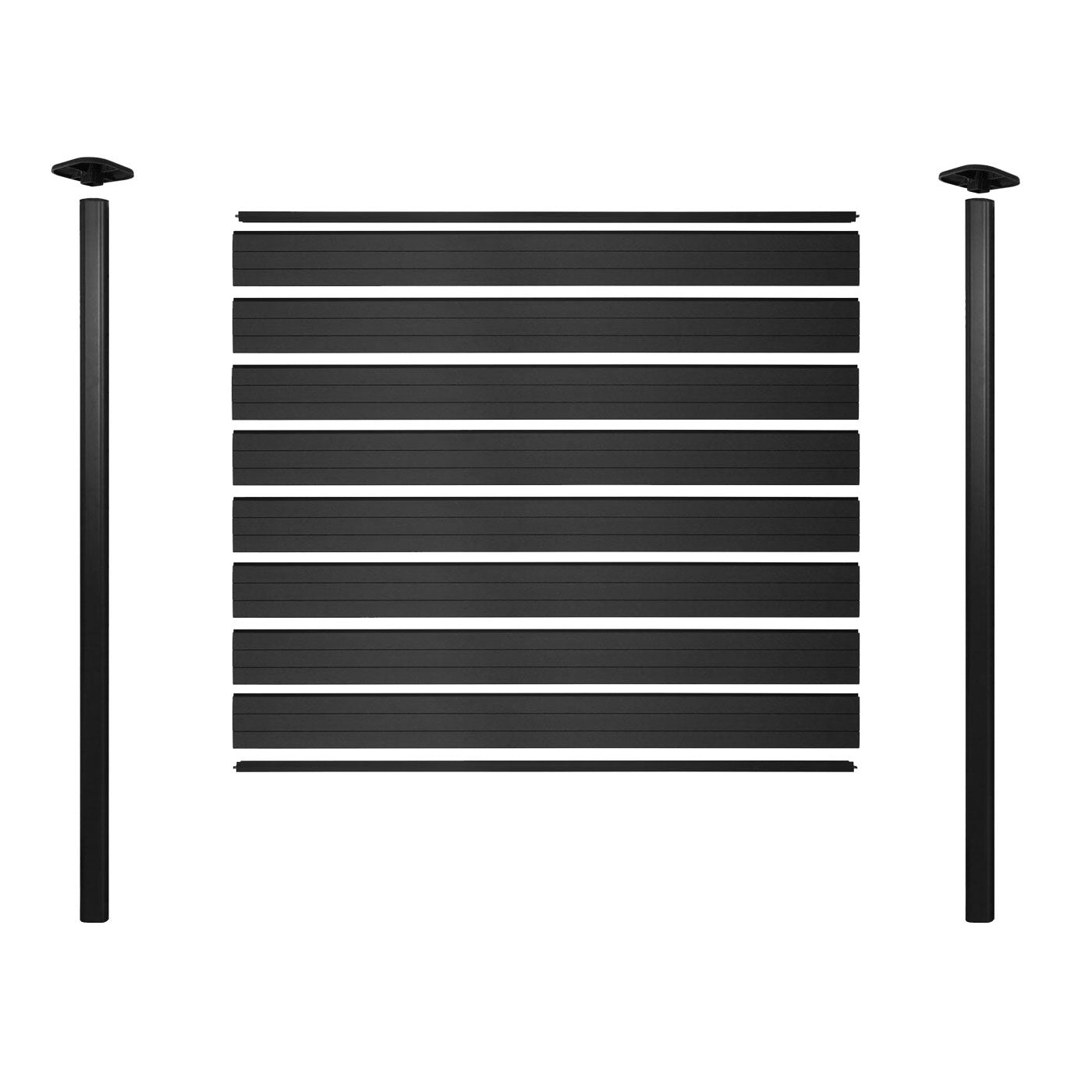 Cosmo Casa - WPC Privacyscherm Sarthe - Hekwerk Windscherm & Basiselement - Aluminium Palen om in Beton te Plaatsen - Antraciet - 1,90 m