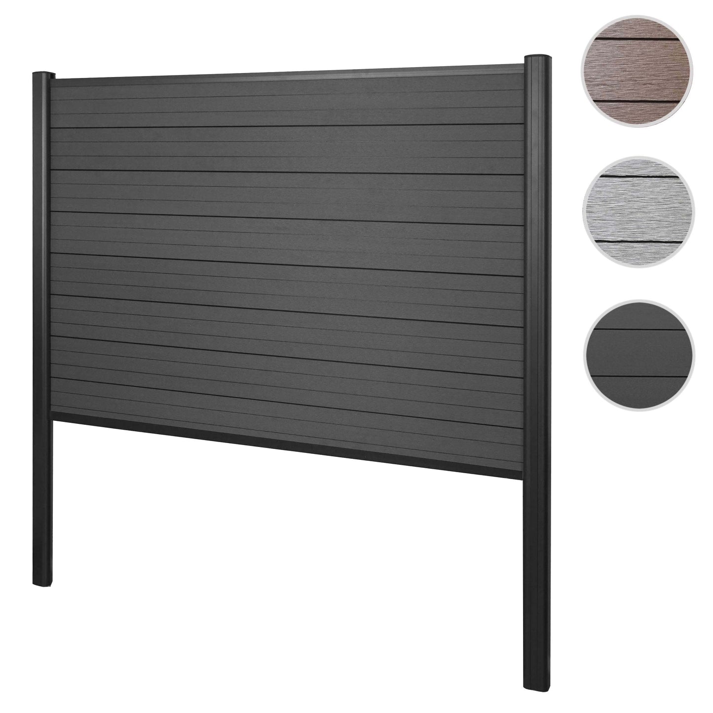 Cosmo Casa - WPC Privacyscherm Sarthe - Hekwerk Windscherm & Basiselement - Aluminium Palen om in Beton te Plaatsen - Antraciet - 1,90 m