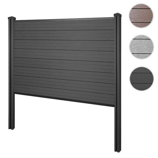 Cosmo Casa - Privacyscherm Sarthe - Windscherm met paal voor inbeton - WPC - Antraciet - Basiselement 195 cm