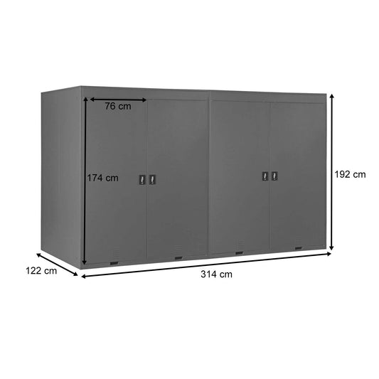 Cosmo Casa - Fietsenstalling 4-persoons - Uitbreidbaar - Metaal - Lichtgrijs