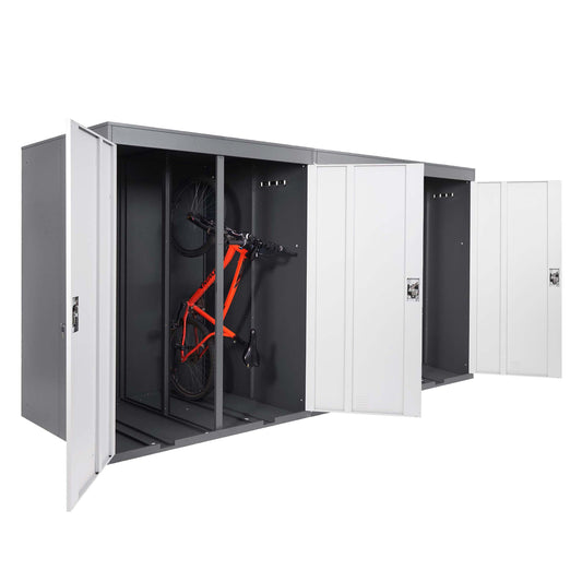 Cosmo Casa - Fietsenstalling 4-persoons - Uitbreidbaar - Metaal - Antraciet & Lichtgrijs