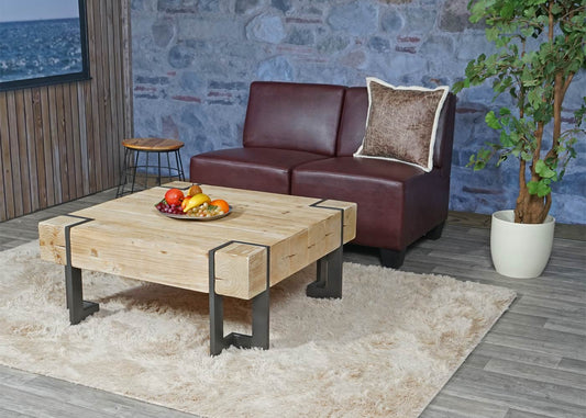 Cosmo Casa - 2-zitsbank - Modulair ontwerp - Kunstleer - Roodbruin - Zonder armleuningen