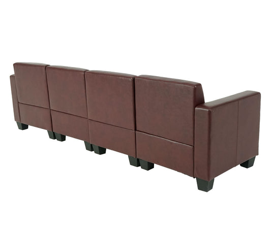 Cosmo Casa - 4-zitsbank - Modulair ontwerp - Kunstleer - Roodbruin