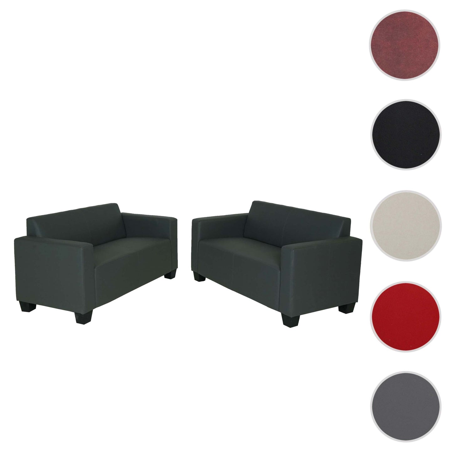 Cosmo Casa - Bankstel - 2× 2-zitsbank - Kunstleer - Donkergrijs