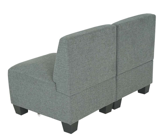 Cosmo Casa - 2-zitsbank - Modulair ontwerp - Stof textiel - Grijs - Zonder armleuningen