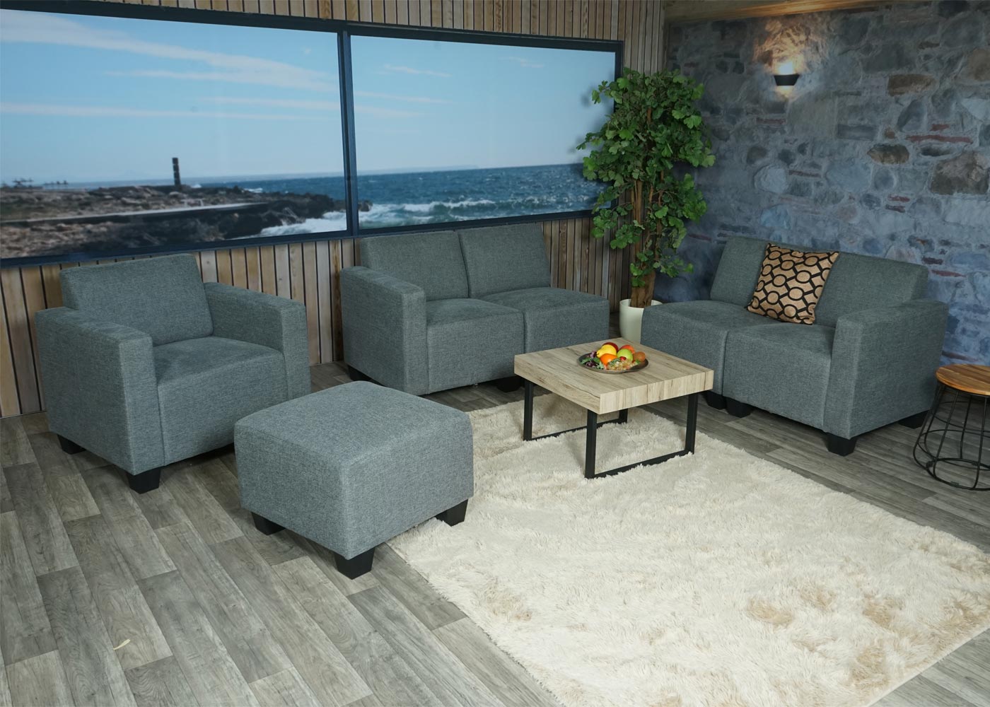 Cosmo Casa - Banksysteem - Modulair 3-1-1-1 opstelling - Stof textiel - Grijs