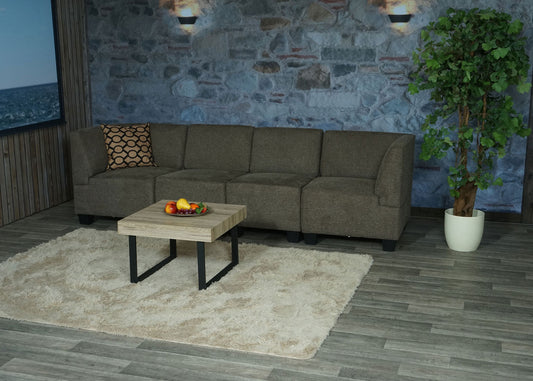 Cosmo Casa - 4-zitsbank - Modulair ontwerp - Stof textiel - Bruin - Hoge armleuningen