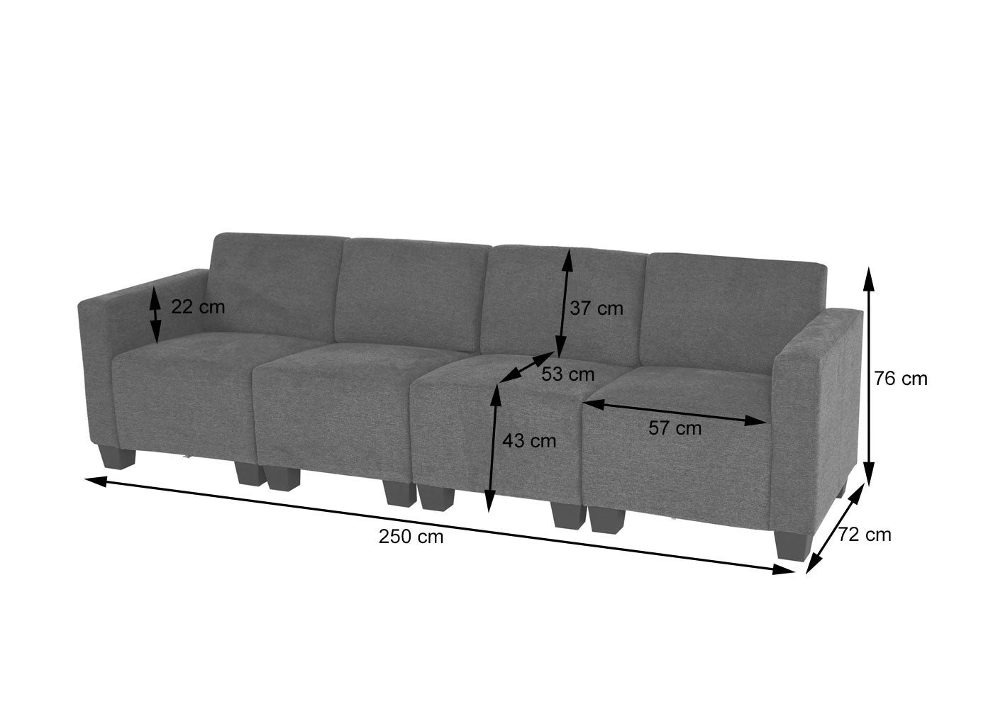 Cosmo Casa - 4-zitsbank - Modulair ontwerp - Stof textiel - Bruin