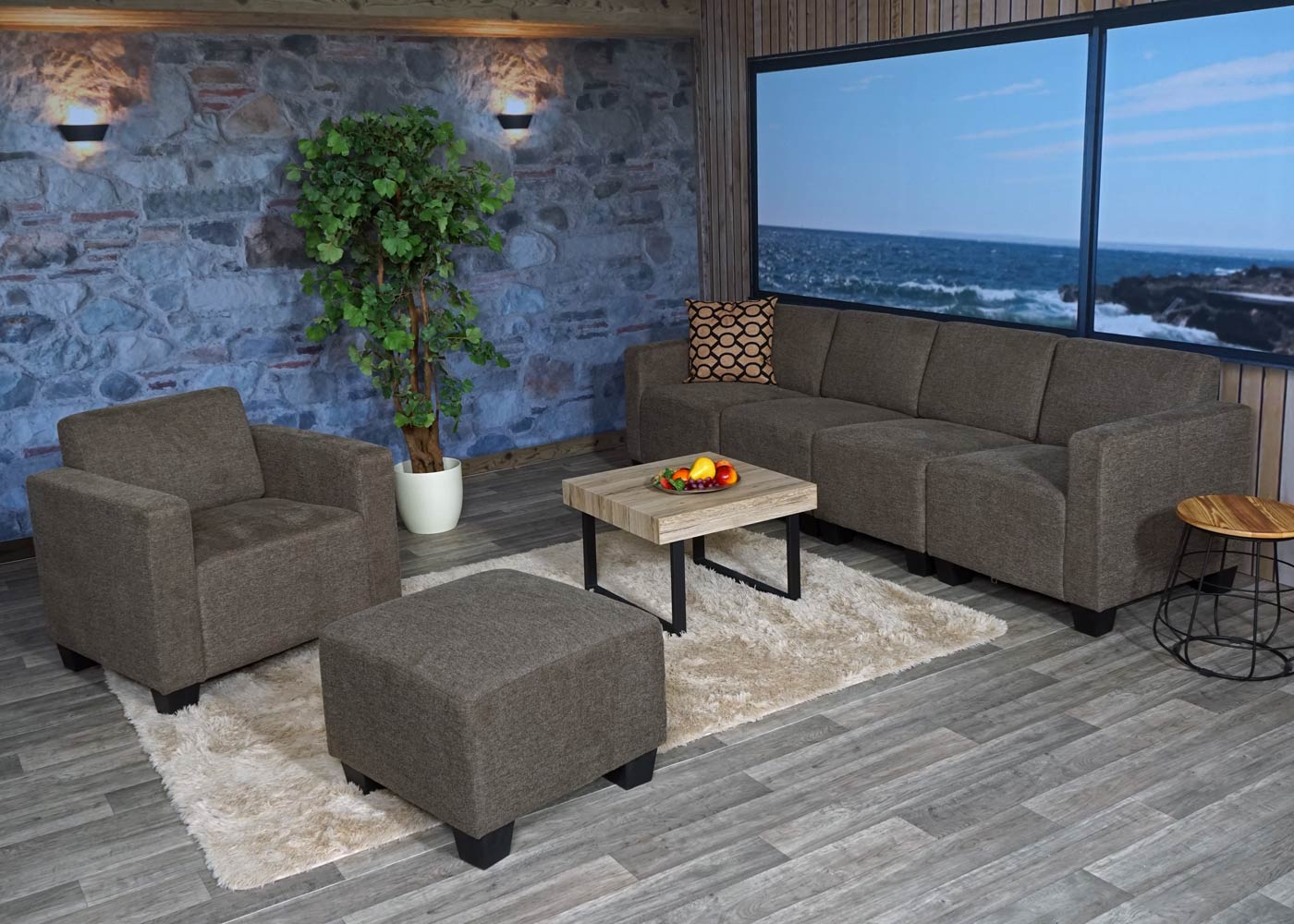 Cosmo Casa - Banksysteem - Modulair ontwerp 3-1-1-1 opstelling - Stof textiel - Bruin