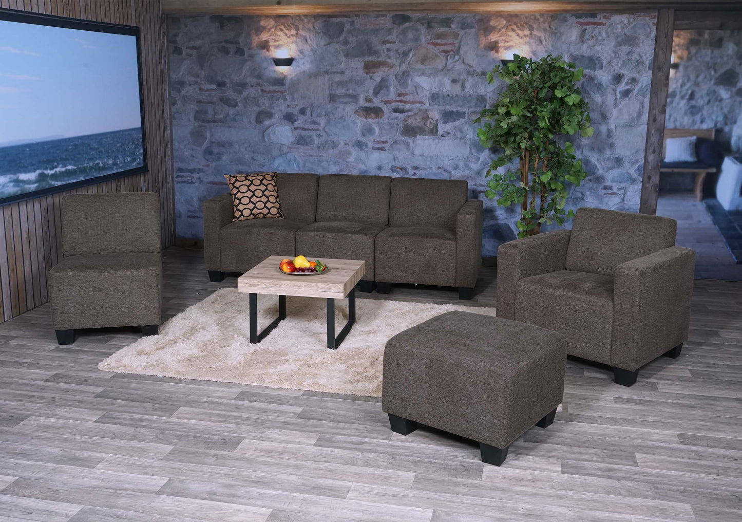 Cosmo Casa - Banksysteem - Modulair ontwerp 3-1-1-1 opstelling - Stof textiel - Bruin