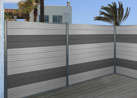 Cosmo Casa - Set van 4 Lamellen voor WPC Privacyscherm Sarthe - Windbeschermingsplanken - WPC - Grijs - ca. 1 m² - 180 cm