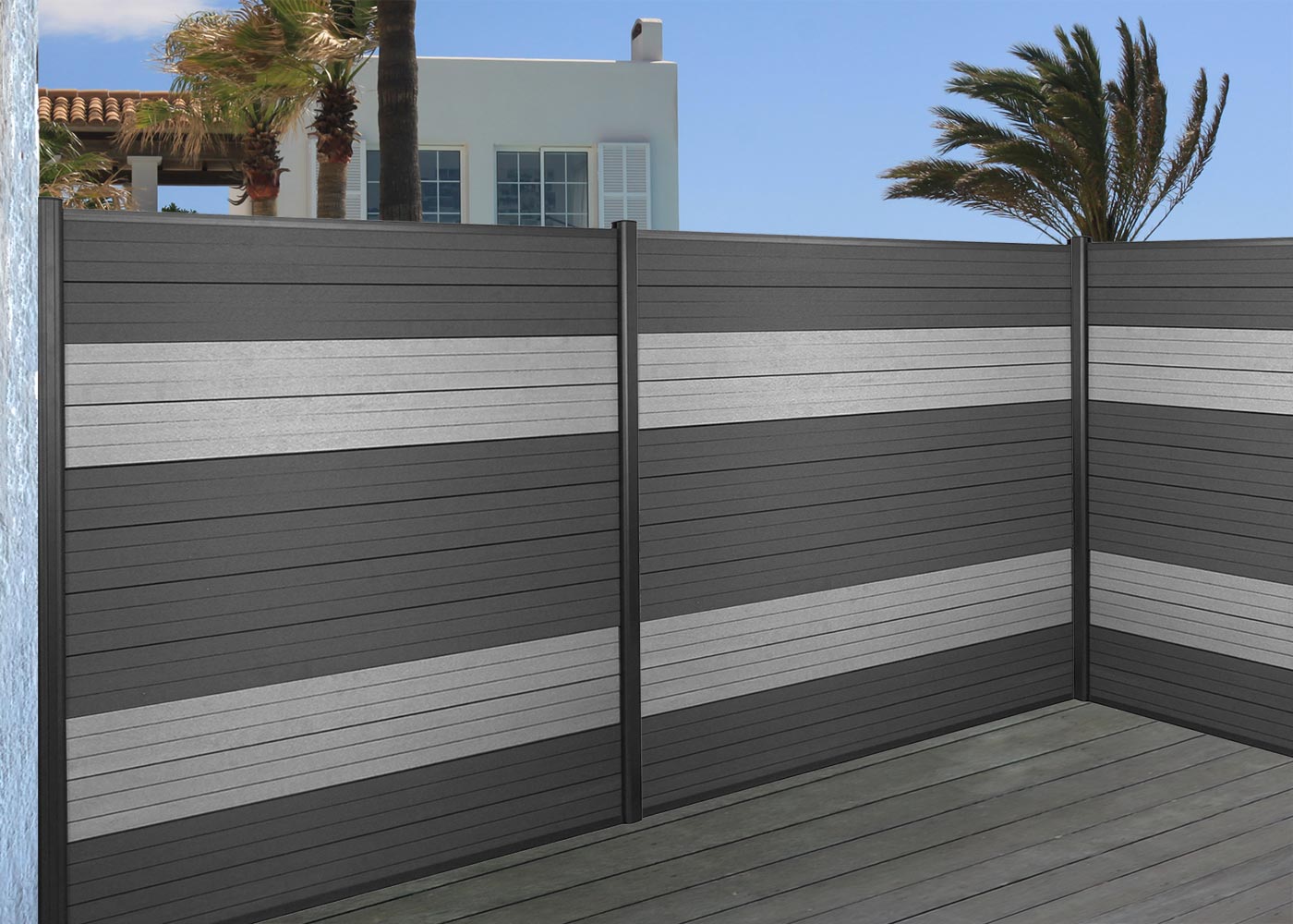 Cosmo Casa - Set van 4 Lamellen voor WPC Privacyscherm Sarthe - Windbeschermingsplanken - WPC - Antraciet - ca. 1 m² - 180 cm