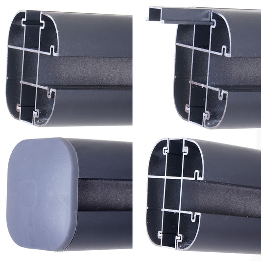 Cosmo Casa - WPC Privacyscherm Sarthe - Windscherm & Basiselement - Aluminium Palen om in Beton te Plaatsen - Grijs - 1,90 m