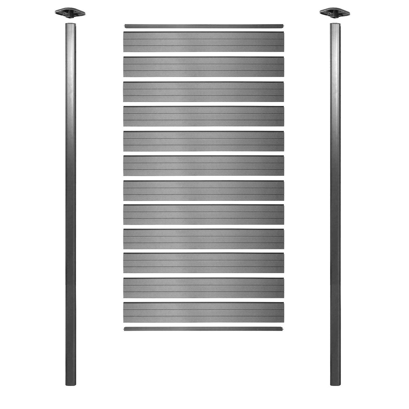 Cosmo Casa - WPC Privacyscherm Sarthe - Windscherm & Smal Basiselement - Aluminium Palen om in Beton te Plaatsen - Grijs - 1,00 m