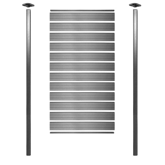 Cosmo Casa - WPC Privacyscherm Sarthe - Windscherm & Smal Basiselement - Aluminium Palen om in Beton te Plaatsen - Grijs - 1,00 m