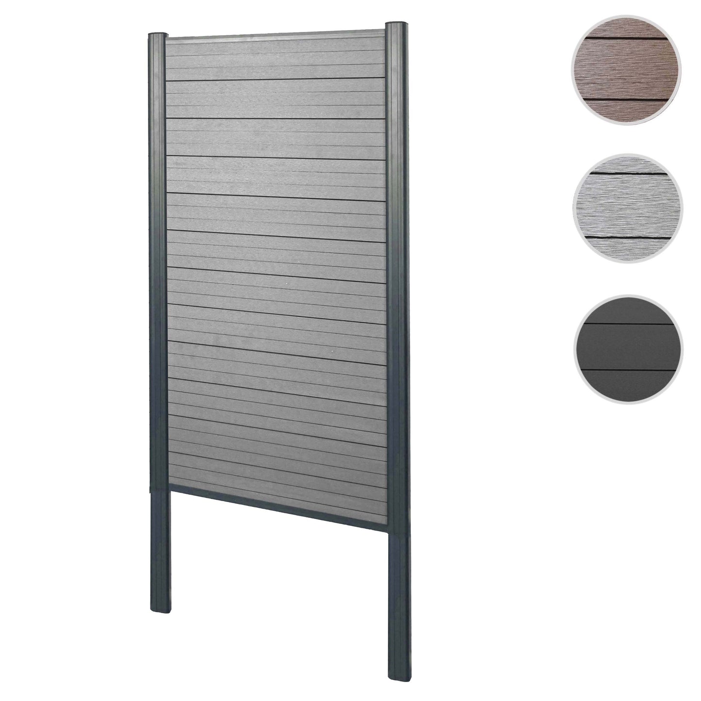 Cosmo Casa - WPC Privacyscherm Sarthe - Windscherm & Smal Basiselement - Aluminium Palen om in Beton te Plaatsen - Grijs - 1,00 m