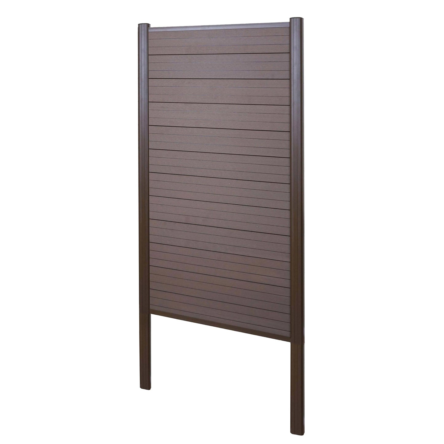 Cosmo Casa - WPC Privacyscherm Sarthe - Windscherm & Smal Basiselement - Aluminium Palen om in Beton te Plaatsen - Bruin - 1,00 m