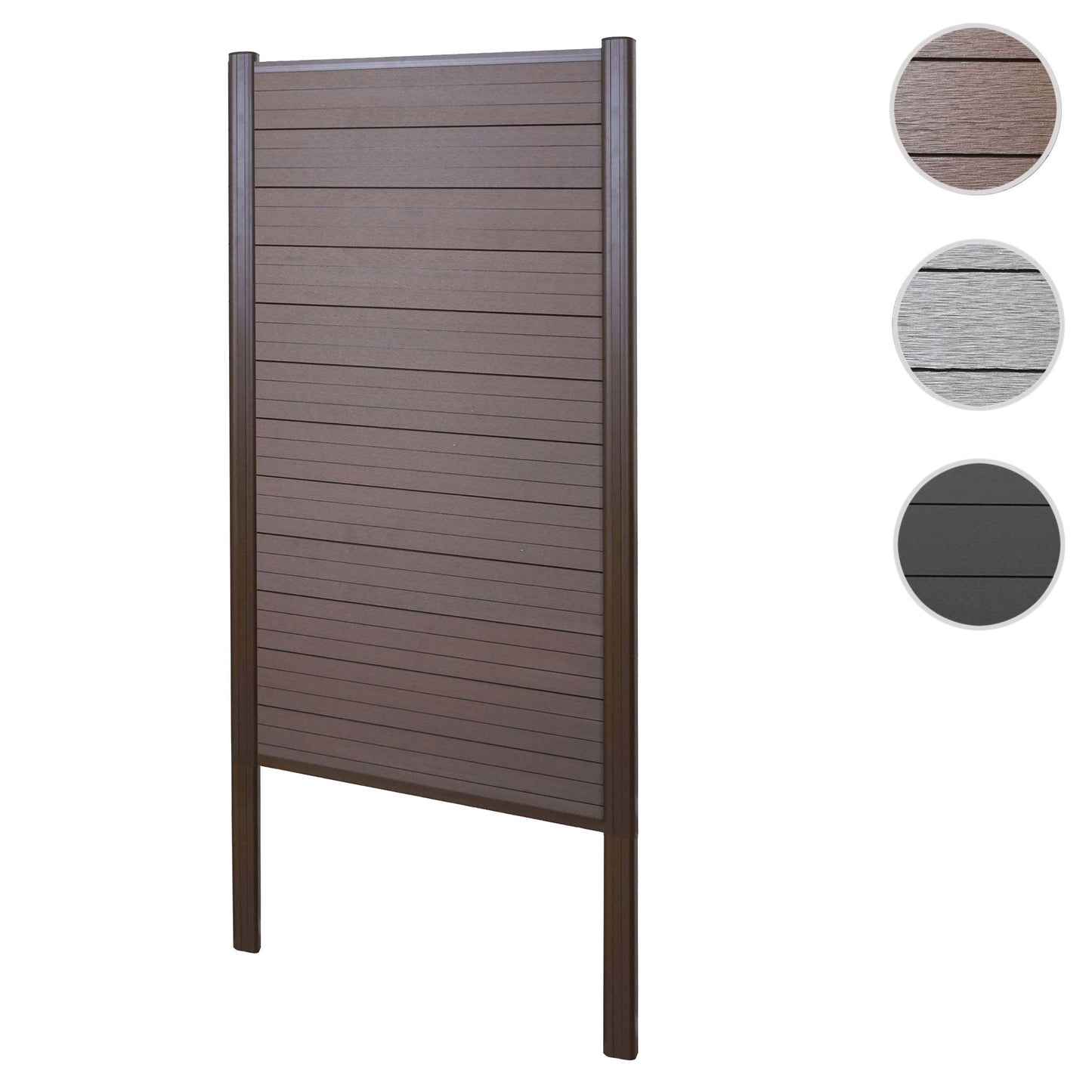 Cosmo Casa - WPC Privacyscherm Sarthe - Windscherm & Smal Basiselement - Aluminium Palen om in Beton te Plaatsen - Bruin - 1,00 m