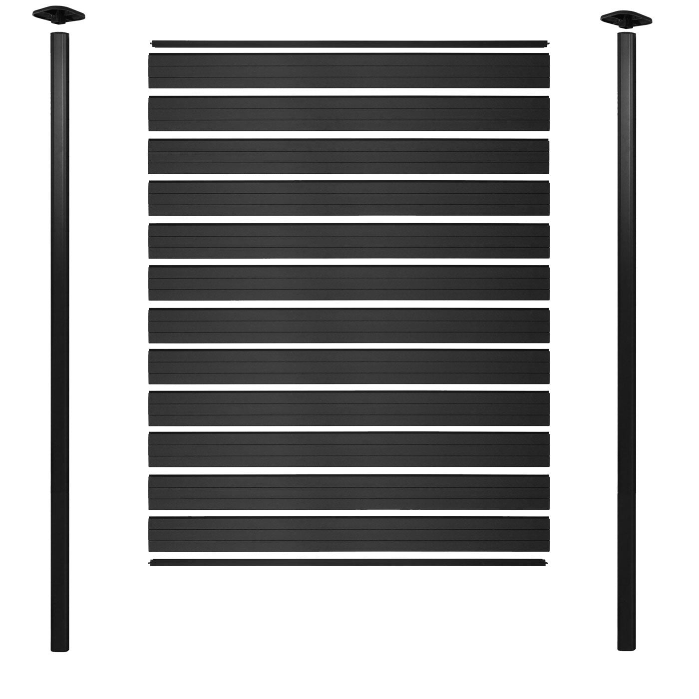 Cosmo Casa - WPC Privacyscherm Sarthe - Windscherm & Basiselement - Aluminium Palen om in Beton te Plaatsen - Antraciet - 1,90 m