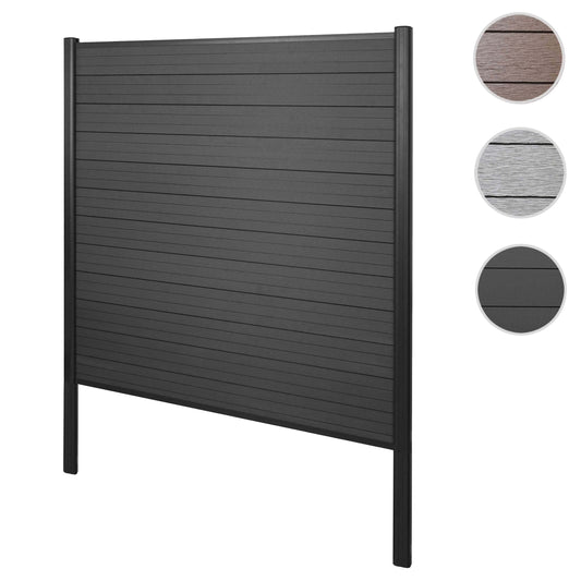 Cosmo Casa - WPC Privacyscherm Sarthe - Windscherm & Basiselement - Aluminium Palen om in Beton te Plaatsen - Antraciet - 1,90 m