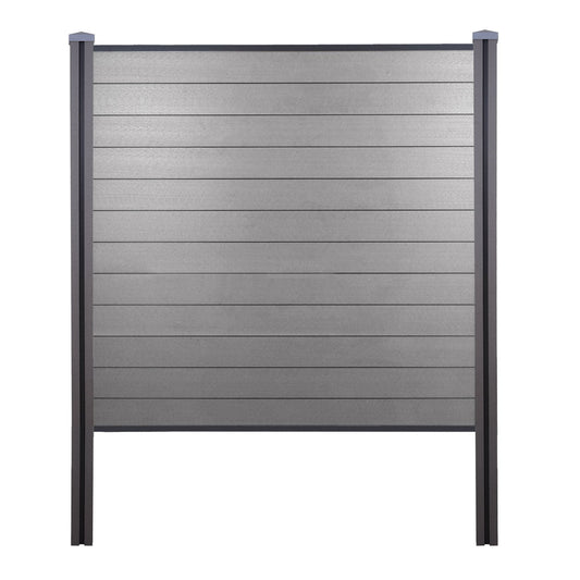 Cosmo Casa - Privacyscherm Sarthe - Windscherm met paal voor inbeton - WPC - Grijs - Basiselement 195 cm